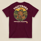 Tactybara Premium Double Sided T-Shirt in Maroon, back view