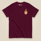 Tactybara Premium Double Sided T-Shirt in Maroon, front view