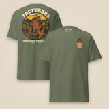 Tactybara Premium Double Sided T-Shirt in Military Green, front and back view
