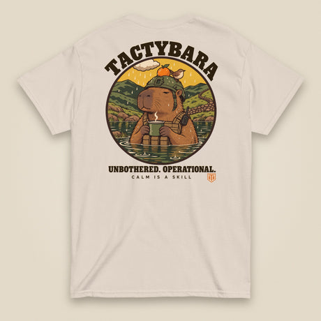 Tactybara Premium Double Sided T-Shirt in Natural, back view