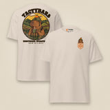 Tactybara Premium Double Sided T-Shirt in Natural, front and back view
