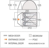 Vango Tay 300 Tent - Dimensions Line Drawing on white background