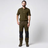 Jack Pyke Technical Work Trousers in green from the front at distance on white background