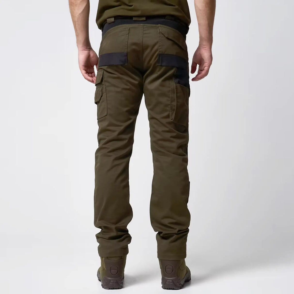 Jack Pyke Technical Work Trousers in green from the back on white background