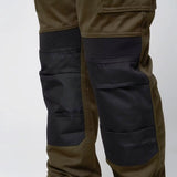 Jack Pyke Technical Work Trousers in green close up of reinforced knees