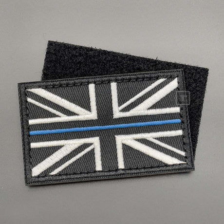 Thin Blue Line Union Jack Patch Black, Hook & Loop, 8cm | Task Outdoor