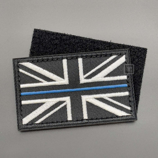 Thin Blue Line Union Jack Patch Black, Hook & Loop, 8cm | Task Outdoor