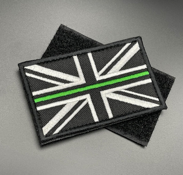 Thin Green Line Union Jack Patch Black, Hook & Loop, 8cm | Task Outdoor