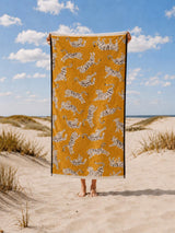 Anorak Tigers Organic Cotton Towel - Ochre and black colourway front