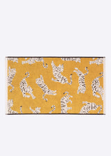 Anorak Tigers Organic Cotton Towel - Ochre and black bath mat flat lay