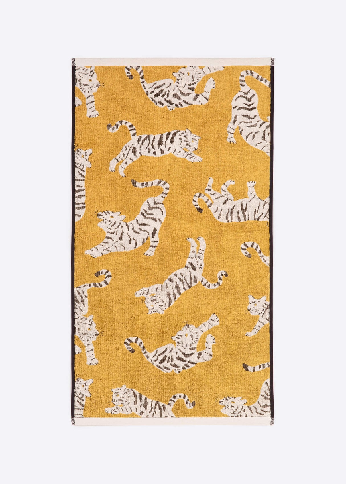Anorak Tigers Organic Cotton Towel - Ochre and black folded stack