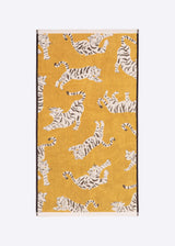Anorak Tigers Organic Cotton Towel - Ochre and black folded stack