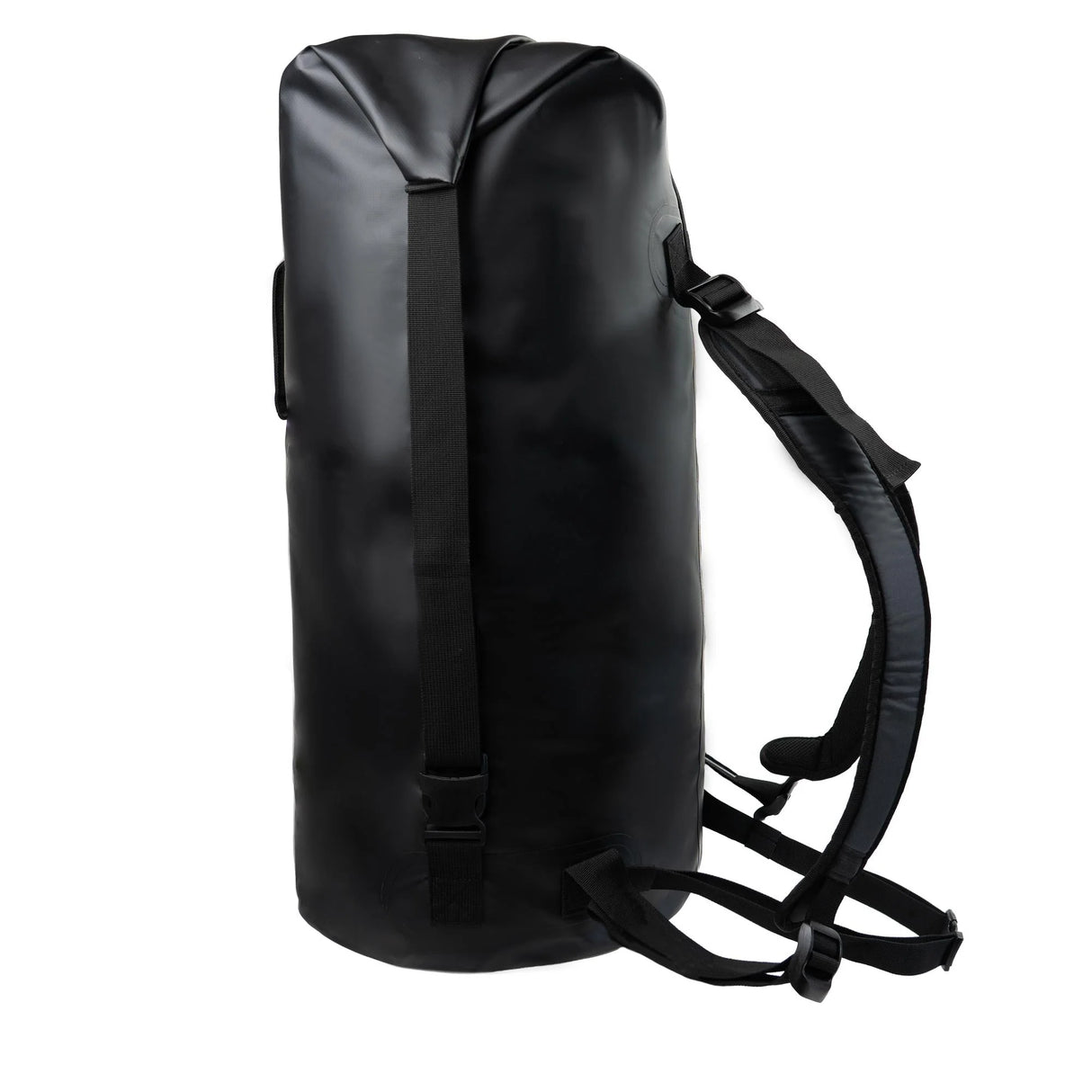 Highlander Troon Tri-Laminate Duffle Dry Bag 70L in black from the back left on white background
