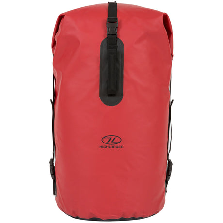 Highlander Troon Tri-Laminate Duffle Dry Bag 70L in red from the front on white background