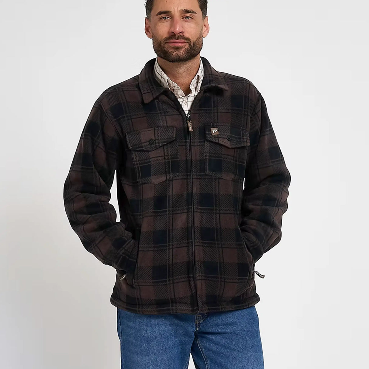 Jack Pyke Tundra Shirt in brown from the front on white background