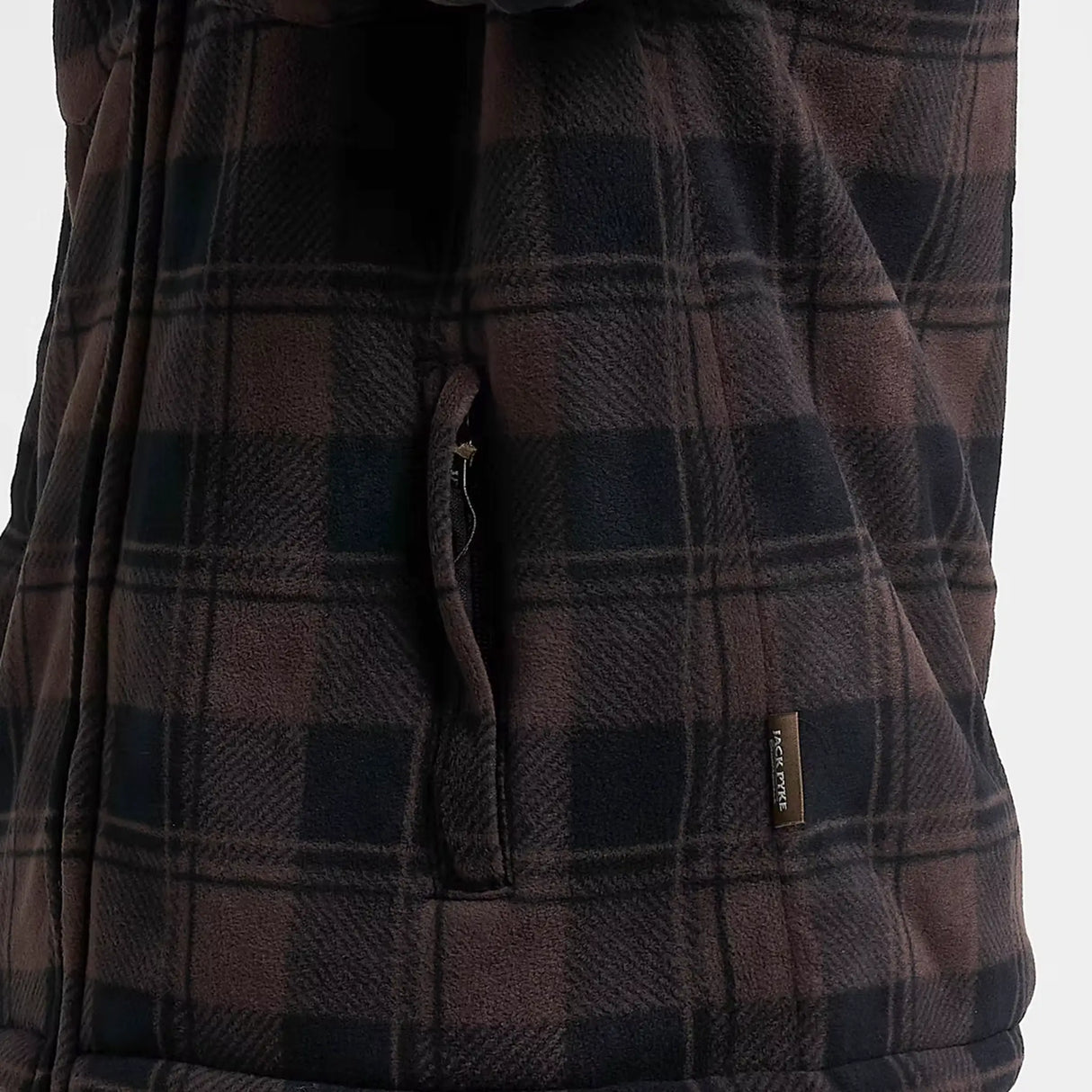 Jack Pyke Tundra Shirt in brown close up of zip pocket