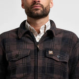 Jack Pyke Tundra Shirt in brown close up of collar and full zip closure