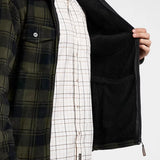 Jack Pyke Tundra Shirt in green check from the front showing sherpa fleece lining