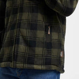 Jack Pyke Tundra Shirt in green check close up of zip pocket