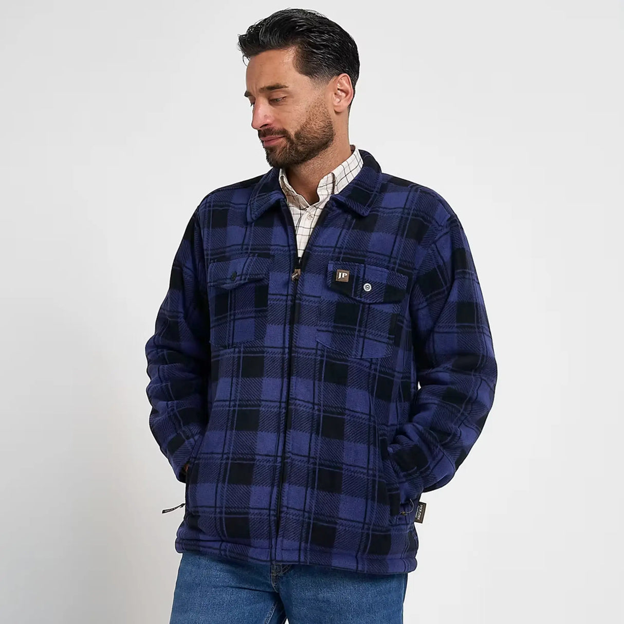 Jack Pyke Tundra Shirt in navy blue from the front on white background