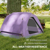 Outsunny 3-4 Person Camping Tent - Purple & Grey groundsheet detail