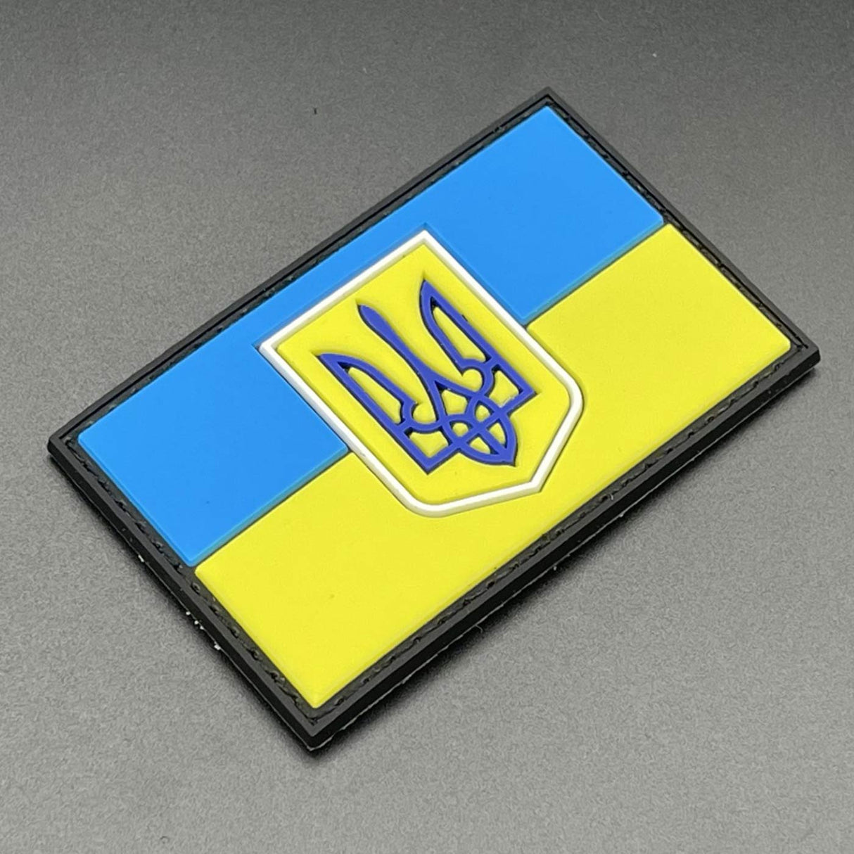 Ukraine Flag Patch with Crest, PVC, Hook & Loop, 8cm | Task Outdoor