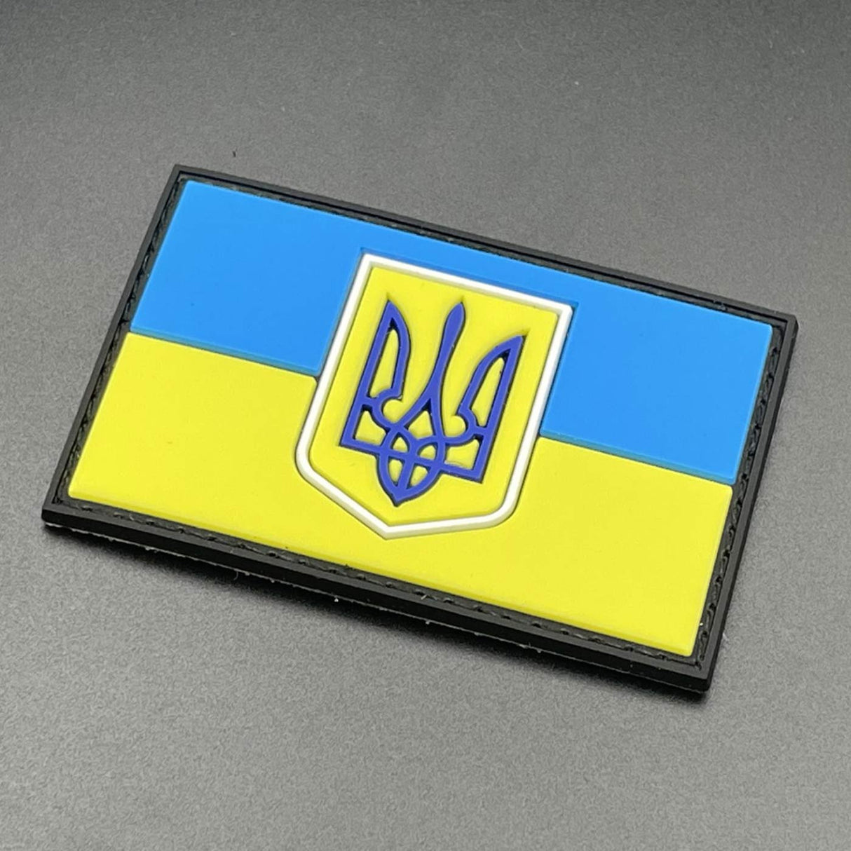 Ukraine Flag Patch with Crest, PVC, Hook & Loop, 8cm | Task Outdoor