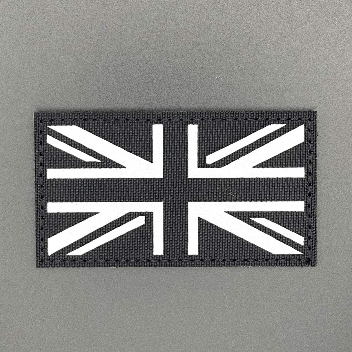 Reflective Union Jack Patch Black, Hook & Loop, 9cm | Task Outdoor