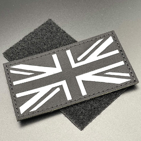 Reflective Union Jack Patch Black, Hook & Loop, 9cm | Task Outdoor