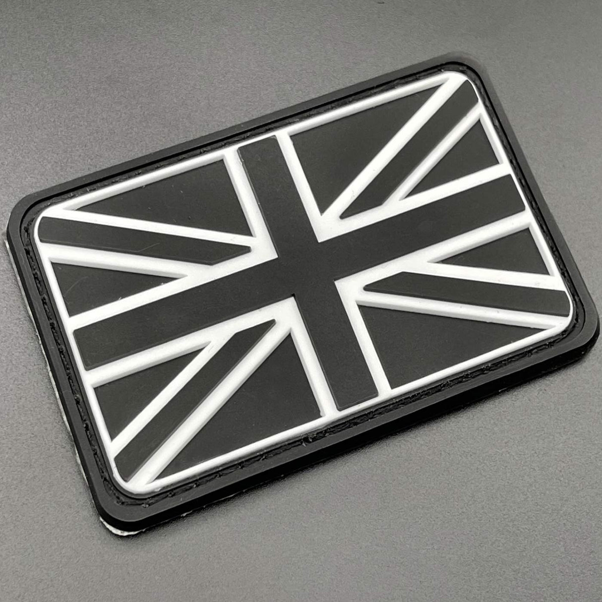 3D Black Union Jack Patch, PVC, Hook & Loop, 8cm | Task Outdoor