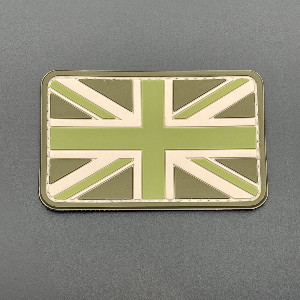 Green Subdued Union Jack Patch, PVC, Hook & Loop, 8cm | Task Outdoor