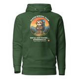 Sloth Hiking Club: Hilltop Hoodie in Forest Green, full front view