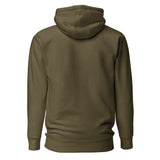 Sloth Hiking Club: Hilltop Hoodie in Military Green, plain back view