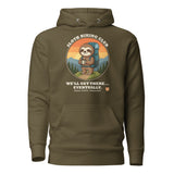 Sloth Hiking Club: Hilltop Hoodie in Military Green, full front view