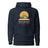 Adventure Before Dementia Camping Hoodie in Navy Blazer, flat front view with drawstrings and pouch pocket