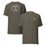 Drone Pilot T-shirt in Army, back and front, with the off-white stencil patch print on the back and left chest