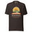 Adventure Before Dementia Camping T-Shirt in Brown, front view with the tent, sunset and mountain print