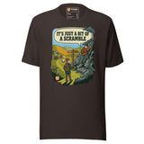 It's Just a Bit of a Scramble T-Shirt in Brown, front view