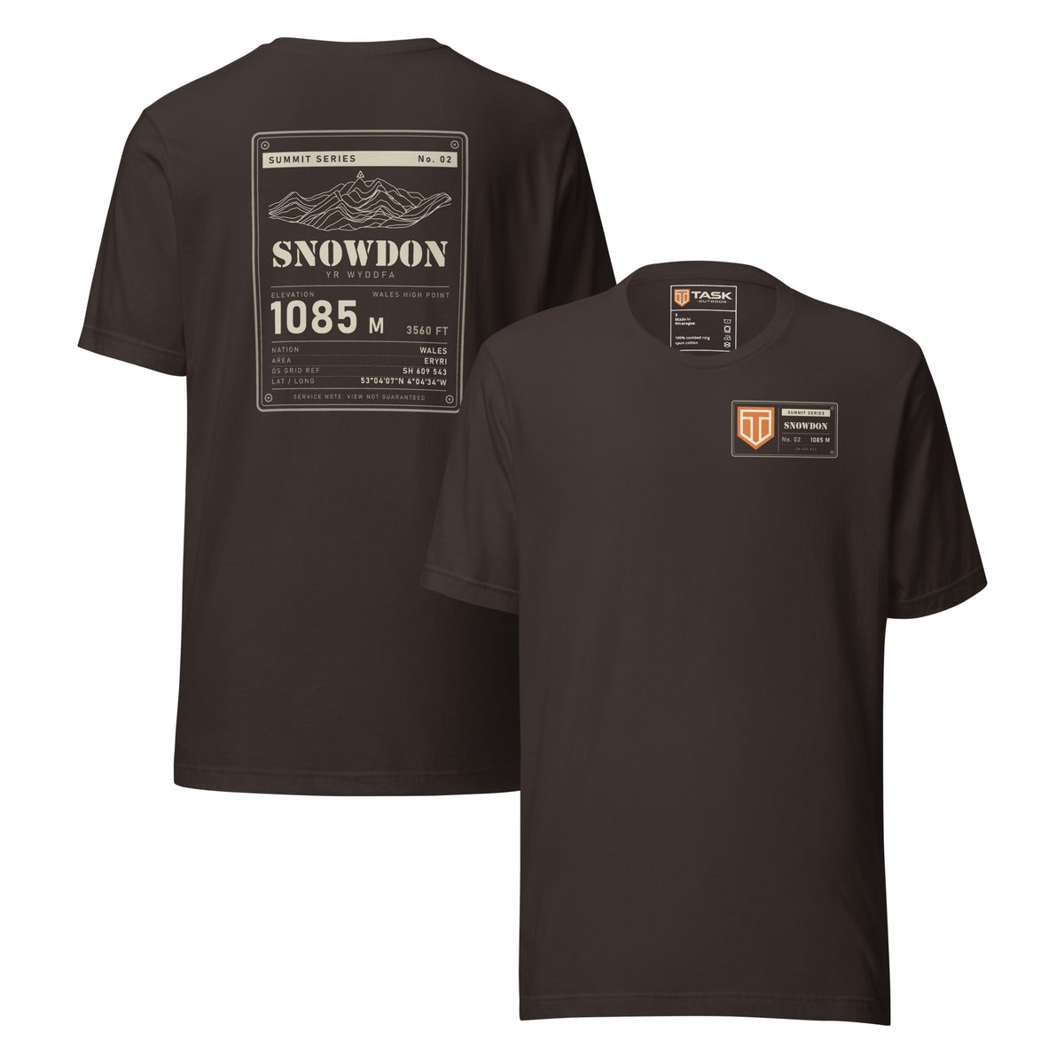 Summit Series Snowdon T-Shirt in Brown, back and front view