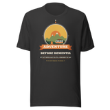 Adventure Before Dementia Campervan T-Shirt in Dark Grey, full front view of the shirt