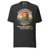 Sloth Hiking Club: Hilltop T-Shirt in Dark Grey Heather, full front view with the printed neck label