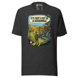 It's Just a Bit of a Scramble T-Shirt in Dark Grey Heather, front view