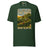 It's Just Over the Brow T-Shirt in Forest, full front view with the printed neck label
