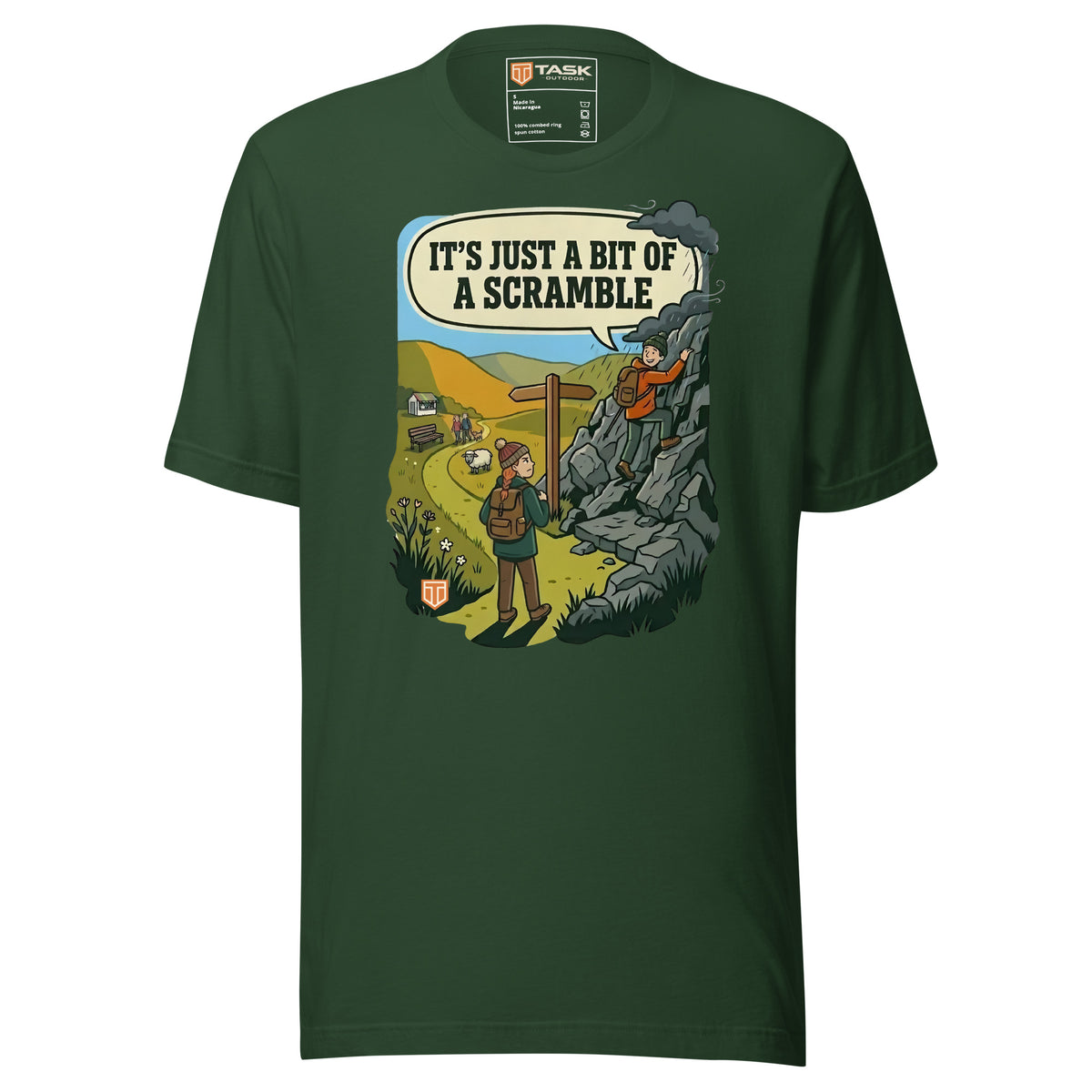 It's Just a Bit of a Scramble T-Shirt in Forest, front view