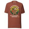 Sloth Hiking Club: Walking T-Shirt in Heather Clay, full front view with the printed neck label