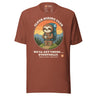 Sloth Hiking Club: Hilltop T-Shirt in Heather Clay, full front view with the printed neck label