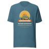 Adventure Before Dementia Campervan T-Shirt in Heather Deep Teal, full front view of the shirt