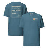 Summit Series Ben Nevis T-Shirt in Heather Deep Teal, back and front view on the marled fabric