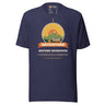 Adventure Before Dementia Campervan T-Shirt in Heather Midnight Navy, full front view of the shirt