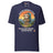 Sloth Hiking Club: Hilltop T-Shirt in Heather Midnight Navy, full front view with the printed neck label